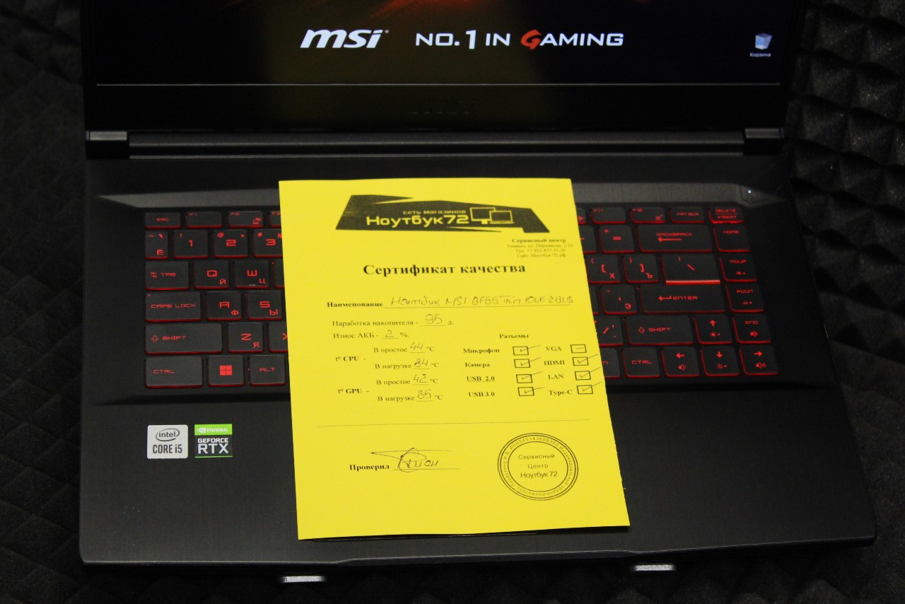 Ноутбук MSI GF65 Thin 10UE-213US