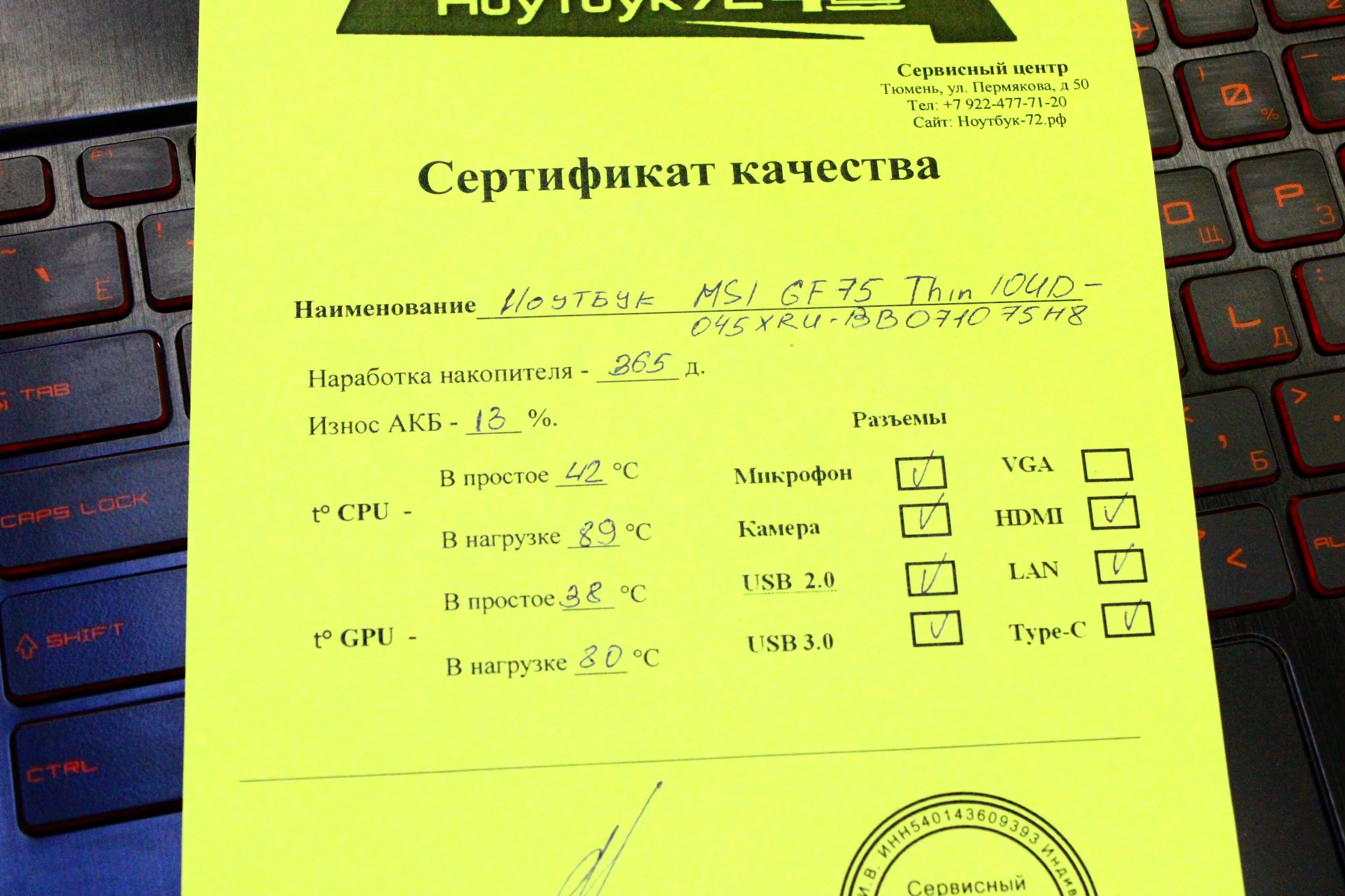 Ноутбук MSI GF75 Thin 10UD-045XRU-BB71075H8