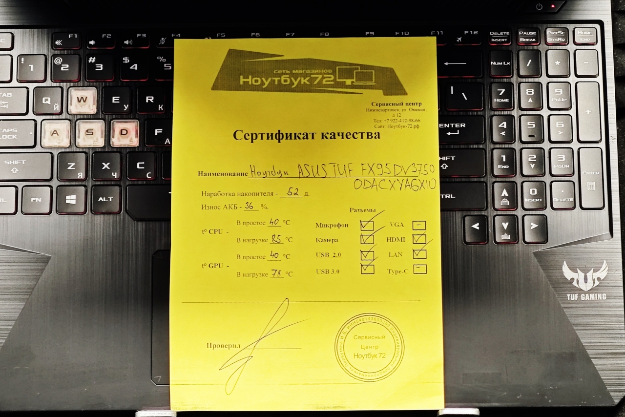 Ноутбук ASUS TUF FX95DV3750-0DACXYA6X10