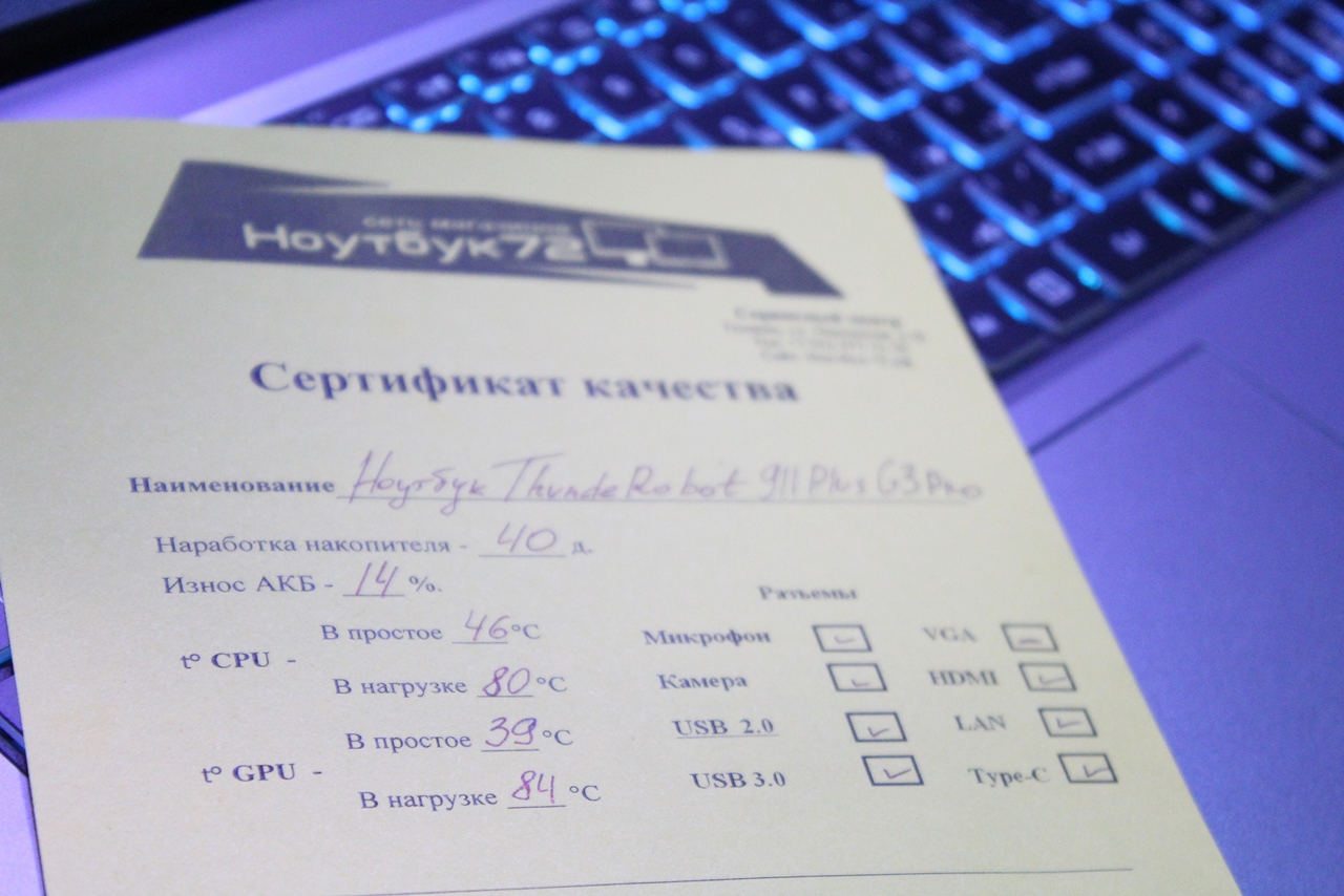 Ноутбук Thunderobot 911 plus G3 Pro